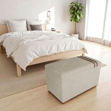 Imagem de Recamier Puff Baú Organizador no Boucle com Cinto Caramelo - SRJ MÓVEI