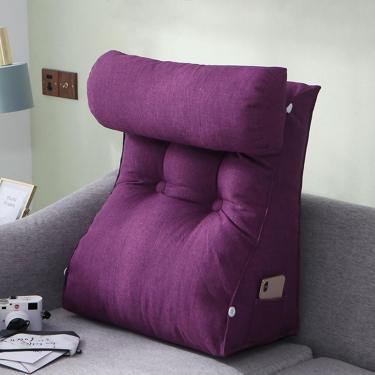 Imagem de Almofada De Leitura E Rolo De Pescoço Destacável, Almofada De Cunha Ajustável, Suporte Para As Costas, Com Espuma De Memória Desfiada, Ótimo Como Encost, Mysterious Purple, 45×55×30cm with headrest