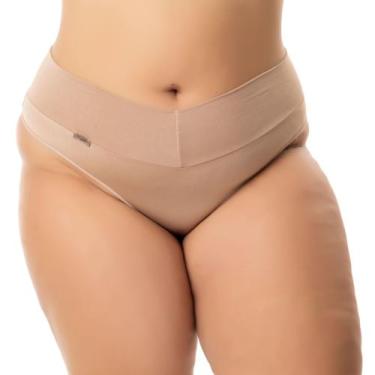 Imagem de Kit 3 Calcinhas Plus Size Cós Alto Fio Duplo. - Sugestiva Modas, Bege,