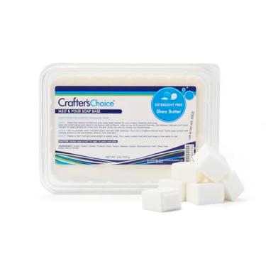 Imagem de Crafter's Choice Base de sabão para derreter e despejar sem detergente para projetos de fabricação de sabão e bricolage, sem SLS/LES, bloco de 900 g (manteiga de karité)
