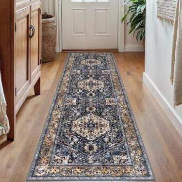 Imagem de KOZYFLY Corredores para corredores de 6 x 18 m lavável tapete de corredor de cozinha boho para entrada interior marinho marrom oriental lã sintética tapete de corredor para quarto, cozinha hall
