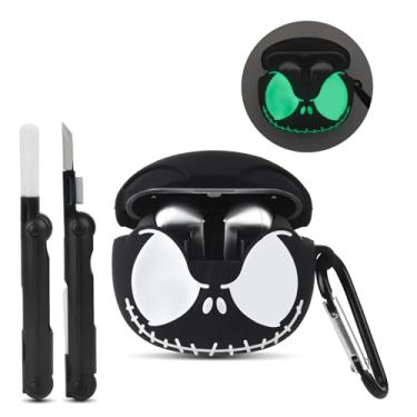 Imagem de Capa para Samsung Galaxy Buds 3 Pro e Galaxy Buds 3 com kit de limpeza [olhos que brilham no escuro] capas de silicone macio anime caveira para Galaxy Buds3 Pro/Buds3 fofo para homens e mulheres