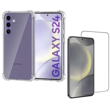Imagem de Kit Galaxy S24 Capa Capinha Silicone TPU Transparente Anti Impacto + Película Protetora de Cerâmica 9D Anti Risco Anti Impacto Alta Transparente Modelo Compatível com Samsung Galaxy S24