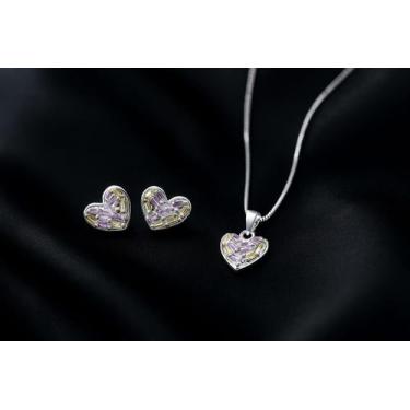 Imagem de Conjunto coração em prata 925 legitima Ice Cutting candy color - Sb pr