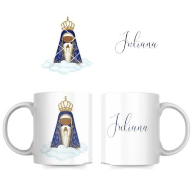 Imagem de Caneca Personalizada Nossa Senhora Aparecida Com Nome Religioso Fé Motivacional Devocional - Xicara Personalizada 325ml Porcelana