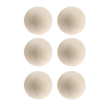 Imagem de oshhni 6 peças bolas de madeira esferas de madeira inacabadas suprimentos divertidos orbes rústicos criativos suaves diâmetro 4,5 cm bolas de decorativas