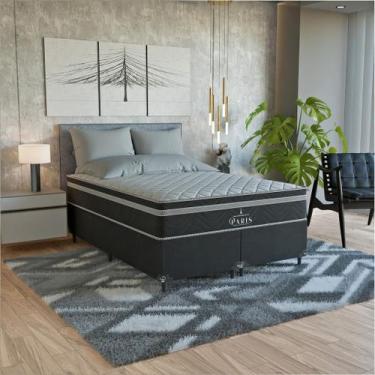 Imagem de Cama Box Casal Bipartido Preto + Colchão Paris Molas Preto - eShop cas