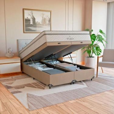 Imagem de Cama Box Baú Casal Bipartido + Colchão Paris Molas Ensacadas - eShop c