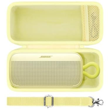 Imagem de Capa protetora rígida para alto-falante portátil Bose SoundLink Plus, estojo de viagem portátil com alça de ombro (estojo amarelo cítrico) - co2CREA