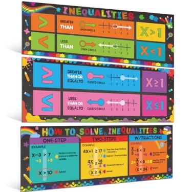 Imagem de Pasimy Pacote com 3 pôsteres de matemática, banners educativos de matemática, quadros de avisos de matemática, pôsteres de matemática, decoração de parede para decoração de sala de aula do ensino