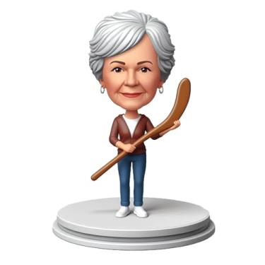 Imagem de Hockey Stick Lady Bobblehead Handcrfted from Your Photo Presente significativo para hóquei - Decoração esportiva de avós amorosas para salas de jogos, presente ideal para família em hóquei