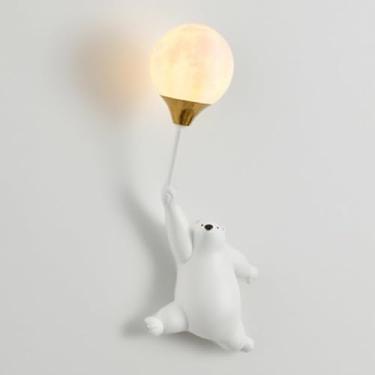 Imagem de Luz De Parede De Urso De Desenho Animado Balão Lâmpada De Parede Para Quarto Infantil Luminária De Parede De Montagem Na Parede De Fadas G9 Arandelas Com Fio Para Meninas Menin, White, left