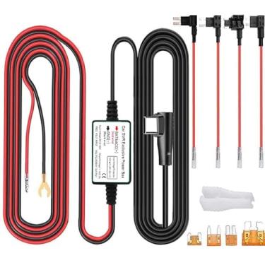 Imagem de Gebildet Kit de cabo rígido de câmera de painel, kit de fio rígido USB tipo C 12 V-24 V a 5 V, com proteção de baixa tensão, 320 cm, carregador de câmera veicular, cabo de alimentação para detectores