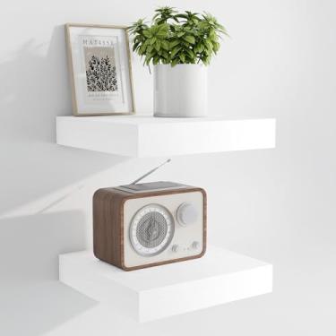 Imagem de Marsmiles Prateleiras flutuantes de 17 cm para parede, prateleiras de madeira com suportes invisíveis, conjunto de 2, prateleira rústica montada na parede para cozinha, banheiro, sala de estar, estudo