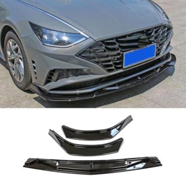 Imagem de Spoiler do para-choque dianteiro do carro parte de modificação do difusor de lábios compatível com Sonata 2020+ capa protetora de para-choque acessórios para carro (preto brilhante)