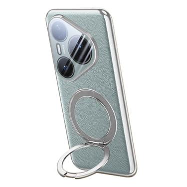 Imagem de HAOMRIYL Capa magnética para Huawei Pura 80 Ultra/80 Pro+/80 pro/80, capa com suporte de rotação, cobertura total, proteção de lente, capa de couro fina, verde, 80 Ultra