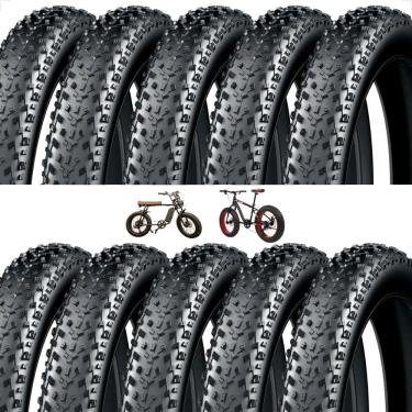 Imagem de Kit 10 Pneu Pineu Aro 20 X 4.0 Fatbike Mobylete StreetGo Scooter Bike eletrica Cravo Largo Balão
