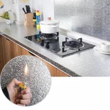 Imagem de 02 Adesivos Revestimento Metálico a Prova DÁgua Multiuso Cozinha Fogão