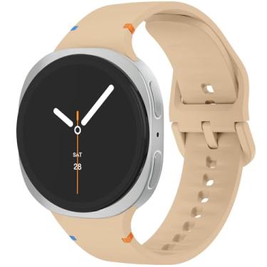 Imagem de Pulseiras esportivas de silicone sem lacunas de 40 mm, 44 mm e 46 mm, sem lacunas, compatível com Samsung Galaxy Watch 8 e 8 Classic de 40 mm, 44 mm e 46 mm (Apricot, M/G)