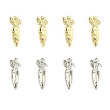 Imagem de UR URLIFEHALL 12 peças, 2 cores, pingentes de latão cenoura 3D, berloques de coelho fofo com anéis de salto para colar, pulseira, joias, artesanato, faça você mesmo