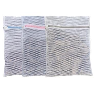 Imagem de GEMLI Sacos de roupa suja de malha para delicados – Pacote com 3 (30,5 cm × 40,6 cm) com zíperes codificados por cores – malha favo de mel, zíper com trava, lavável e secadora seguro para sutiãs