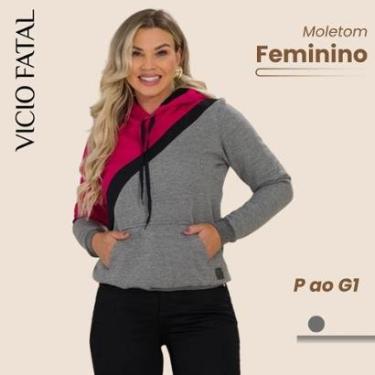 Imagem de BLUSA FEMININA MOLETOM INVERNAL CANGURU CAPUZ-Feminino