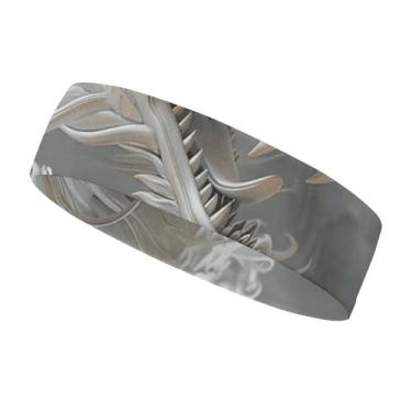 Imagem de Bandanas esportivas para homens e mulheres, estilo dragão branco, absorção de umidade, treino para tênis, basquete, corrida, academia, malhar
