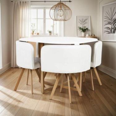 Imagem de Conjunto Mesa De Jantar + 4 Cadeiras Compact Comfort - Turim - JHC