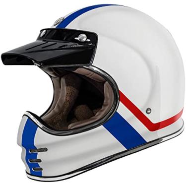 Imagem de Capacete de motocicleta TORC unissex T3 Retrô Clássico para adultos (Branco Brilhante, Grande)