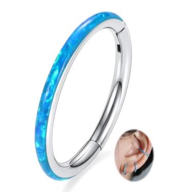 Imagem de Piercing de nariz Peaklink 20G 18G 16G 14G CZ/opala de aço inoxidável sem costura com segmento articulado, septo, concha, helix, cartilagem, 6/7/8//9/10/12 mm