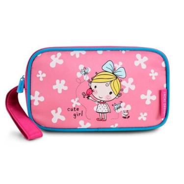 Imagem de Estojo Escolar Feminino Infantil Grande Jacki Design Com Alça, Fúcsia 