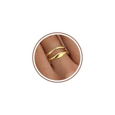 Imagem de Anéis empilháveis para mulheres adolescentes presentes na moda anéis de ouro para mulheres não manchadas zircônia cúbica conjunto de anéis grossos alianças de casamento joias de ouro tamanho 6-10, Aço