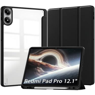 Imagem de Capa para Xiaomi Redmi Pro 12,1 polegadas e Xiaomi Poco Pad 12,1 polegadas Capinha Protetora Fina Capa Traseira Transparente Proteção com Suporte para Lápis - Negro
