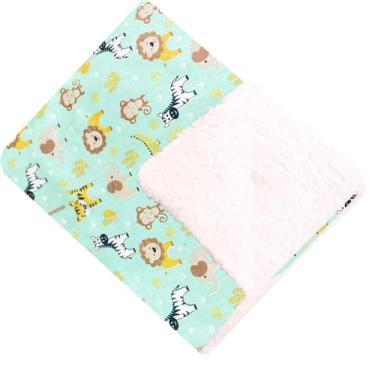 Imagem de Cobertor Para Bebê Estampado Dupla Face Manta Savana Verde