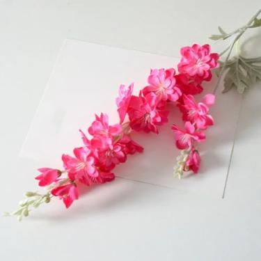 Imagem de 87 cm Artificial 2-garfos de pelúcia grama de andorinha decoração para casa jacinto decoração de casamento fotografia adereço flor de seda (rosa vermelha)