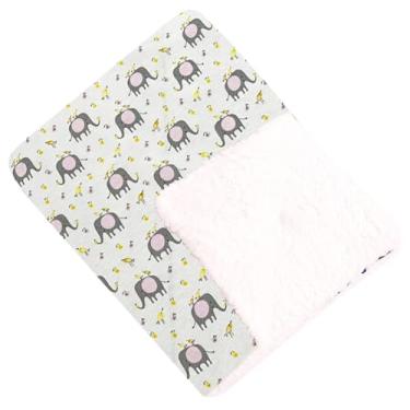 Imagem de Cobertor Para Bebê Estampado Dupla Face Manta Elefante Rosa