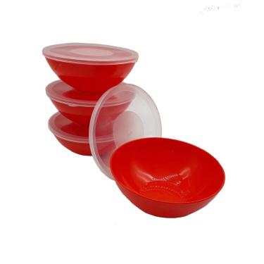 Imagem de 10 Potes Redondo Com Tampa Marmita Sobremesa 600 Ml Vermelho