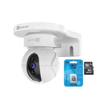 Imagem de Camera de Seguranca Interna C6N 1080p FullHD Wi-Fi Pan-tilt 360 Branca + Cartao de Memoria Micro SD 32 GB Hs-tf-d1 + Suporte De Parede Para Camera