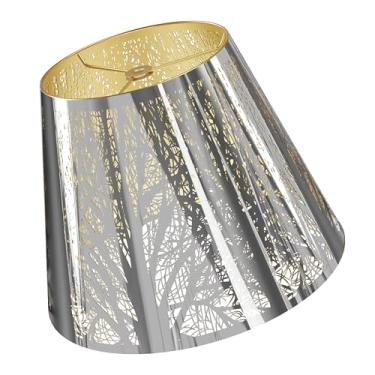 Imagem de Abajur pequeno, abajur de metal SWAIFDEE para abajur de mesa e luz de chão pequena, 15,2 cm superior x 25,4 cm inferior x 19 cm de altura (cromo branco galvanizado)