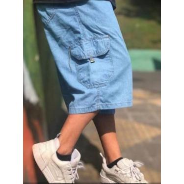 Imagem de Bermuda Masculina Cargo Dazzling Jeans Claro Balão Extra Grande Bolso 