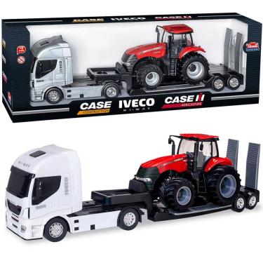 Imagem de Brinquedo Colecionável Miniatura Trator Case Caminhão Iveco