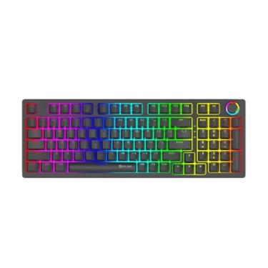 Imagem de Teclado Mecânico Gamer New Hero Warlock, RGB, Switch Blue, USB, Preto