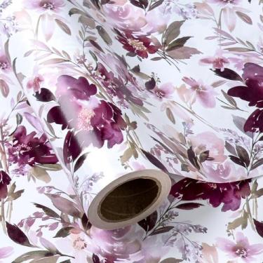 Imagem de Papel de embrulho WRAPAHOLIC Jumbo Floral 76cm x 10m roxo