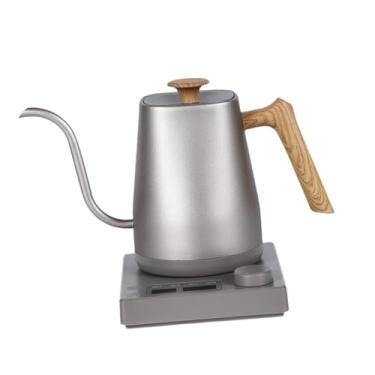 Imagem de Fenteer Chaleira elétrica de aquecimento rápido, 1000 W, proteção contra fervura a seco, caldeira de água quente de aço inoxidável de 0,8 L para café, chá, Grão de Madeira Prateada