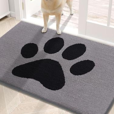 Imagem de Buganda Tapete de porta de cachorro para patas enlameadas, capachos absorventes de sujeira antiderrapante, tapete de baixo perfil lavável para cães de lama, tapete de entrada para piso interno (76 x