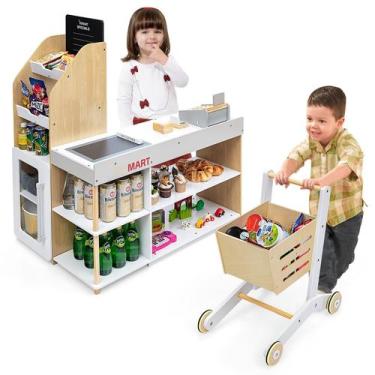 Imagem de Playset de mercearia Costzon Pretend Wooden com acessórios