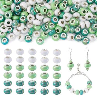 Imagem de Magibeads 150 peças de contas espaçadoras de orifício grande de 13,5 mm para pulseiras, contas focais europeias de resina Rondelle, para canetas com contas, chaveiros, artesanato, faça você mesmo