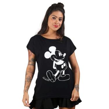 Imagem de Blusa Mickey Estampada Gola Canoa Feminina - DELIRIYOU, Preto, P