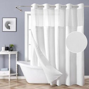 Imagem de Cortina de chuveiro Eachope White sem gancho com conjunto de forro de 