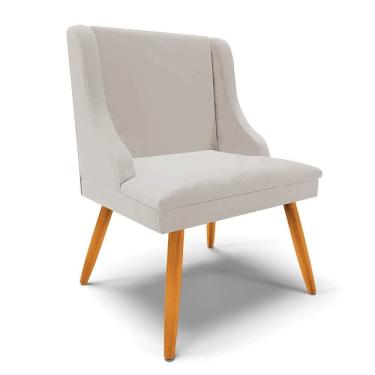 Imagem de Cadeira Estofada para Sala de Jantar Pés Palito Lia Veludo Cinza - Ibiza